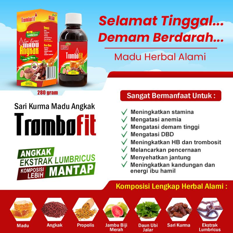 Trombofit Sari Kurma Madu Angkak 280 gr